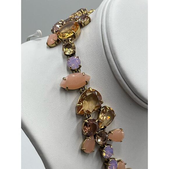 J. Crew Asymmetrical Statement Crystal Necklace Metallic Pink MultiColor - Picture 16 of 16